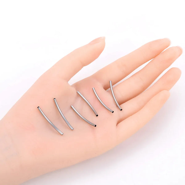 50pcs 40mm Curved Noodle Tube Spacer Beads – 304 Stainless Steel, Loose  (30mm/35mm/40mm/50mm)