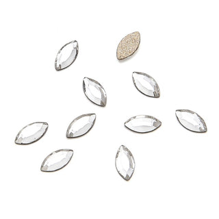 25pcs Genuine Preciosa Maxima Faceted Navette Flat Back Crystal Rhinestone, Foil Back, Crystal Clear, 4x2mm Small Tiny, Prm-N41