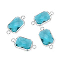 10pcs Grade A December Blue Zircon Birthstone Rectangle Radiant Cut Links, Sterling Silver Plated Brass, 14mm, CCP12-S12
