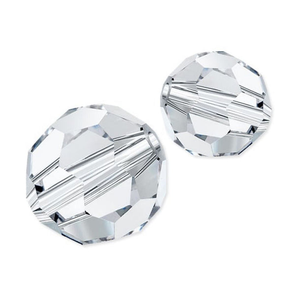 25pcs Preciosa Faceted Round Crystal Beads, Crystal Clear, 6mm, Hole ID 1mm, Pre-2R601