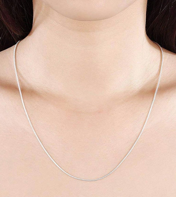 1pc 925 Sterling Silver Snake Chain Necklace, Tarnish Resistant Rhodium Plated, 1mm, Thin Small Strong, Length Selections: 18/20/22/24/26 inch