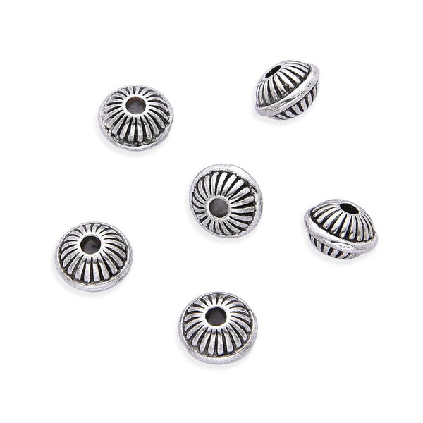200pcs Small Saucer Rondelle Beads, Antique Silver, 6.8mm, Hole 1.8mm, MC-S5
