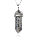 1pc Natural Dalmatian Jasper Gemstone Pendant Necklace, 18 Inch Surgical Stainless Steel Chain, GGP-C19