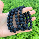 1 Strand Stretch Natural Black Lava Rock Beaded Gemstone Bracelet, 10mm Bead, Length Selections: 7 inch/7.5 inch/8 inch/8.5 inch