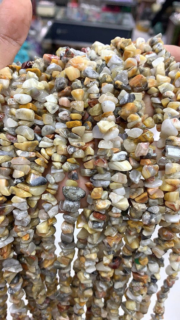 Natural Crazy Lace Agate Gemstones Chip Beads, Free Form, 5mm-8mm, Hole ID 1mm, 1 Strand/31 Inch, GZ1-21