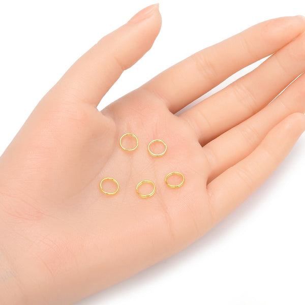 20pcs 925 Sterling Silver Split Jump Rings, Real 18K Yellow Gold Plated, 0.7mm/21 Gauge, Size Selections: 5/6/7/8/10/12mm