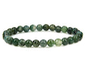 1 Strand Stretch Natural Moss Agate Beaded Gemstone Bracelet, 6mm Beads, Length Selections: 7 inch/7.5 inch/8 inch