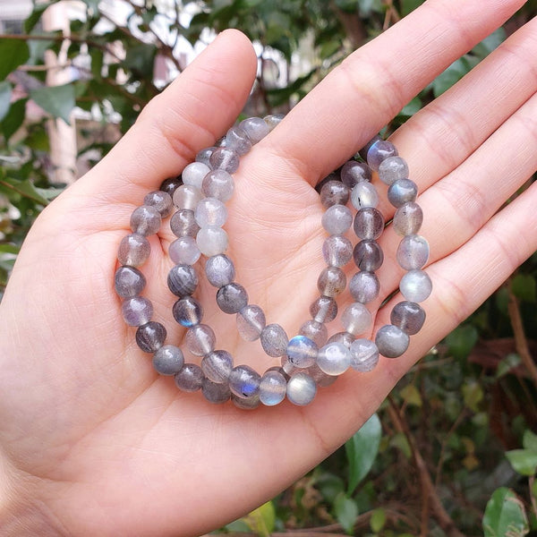 1 Strand Stretch Natural Grade A Labradorite Free Form Gemstone Bracelet, 7-10mm Beads, Length Selections: 7 inch/7.5 inch