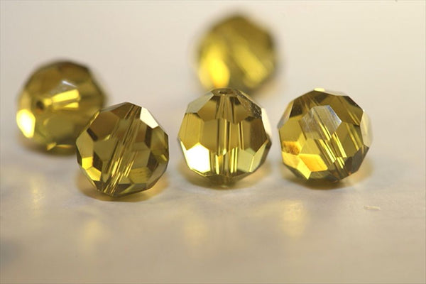 50pcs Adabele Austrian Faceted Round Crystal Beads #5000, Khaki Green, Size Selections: 4mm/6mm/8mm/10mm