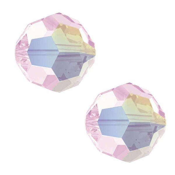 25pcs Adabele Austrian Faceted Round Crystal Beads #5000, Rosaline Pink AB, Size Selections: 6mm/8mm