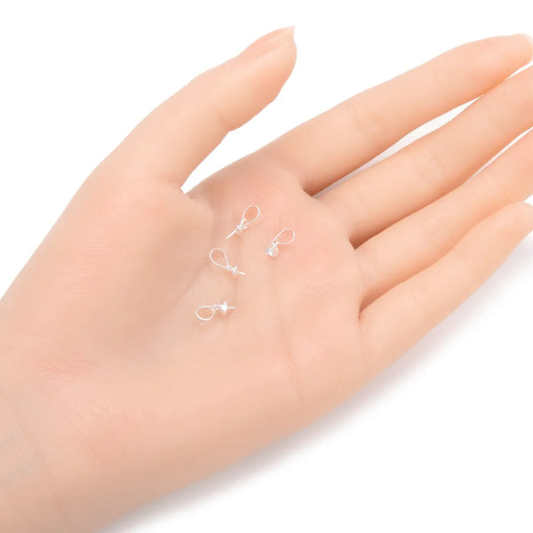 10pcs 925 Sterling Silver Eye Pin Peg Bails, Glue-on Pendant Connector, Cup Size Selections: 3mm/4mm/5mm