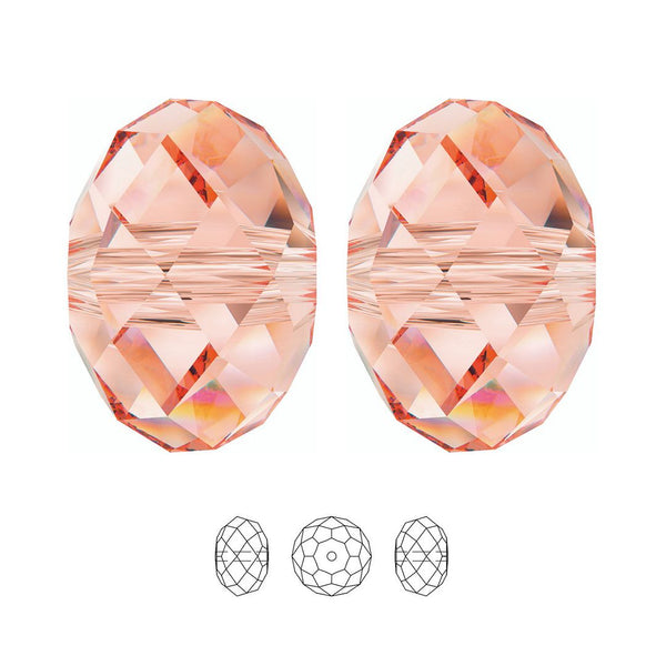 24pcs Adabele Austrian Faceted Rondelle Crystal Beads #5040, Light Peach, Size Selections: 6x4mm, 8x6mm, 10x8mm