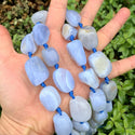 Natural Polished Blue Lace Agate Gemstone Beads, Large Drilled Nugget Chakra Gems Stone Spacer 15 Inch GA-C5