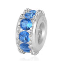 1pc 925 Sterling Silver December Birthstone Bead Charm, Blue Zircon Cubic Zirconia CZ, 9.5x5mm, Hole ID 4.5mm, EC1-C12