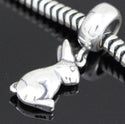 1pc Cute Real Solid Sterling Silver Rabbit Charm Easter Bunny Bead, Compatible with Pandora All Other Charm Bracelets, EC594