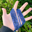 Natural Dark Sapphire Blue Jade Gemstone Faceted Round Beads, 4mm/Small, Hole ID 0.9mm, 2 Strands/28 Inch Total, GH-B9