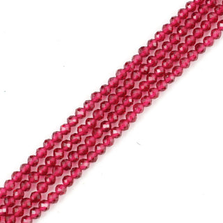 Natural Garnet Red Jade Gemstone Faceted Round Beads, 3mm/Small Tiny, Hole ID 0.8mm, 2 Strands/26 Inch Total, GH3R-3