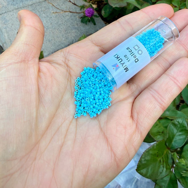 30g Miyuki Delica 11/0 Seed Beads, Rainbow Luster Turquoise Blue DB215