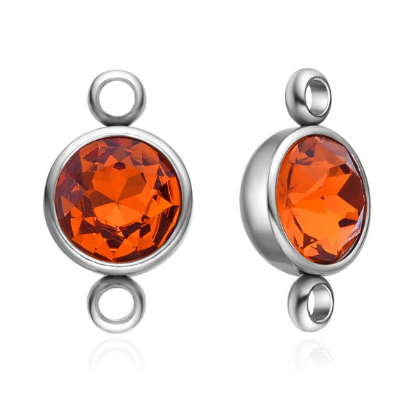 10pcs Grade A November Topaz Yellow Birthstone Links, Stainless Steel, Tarnish Resistant, 10mm, CCP36-11