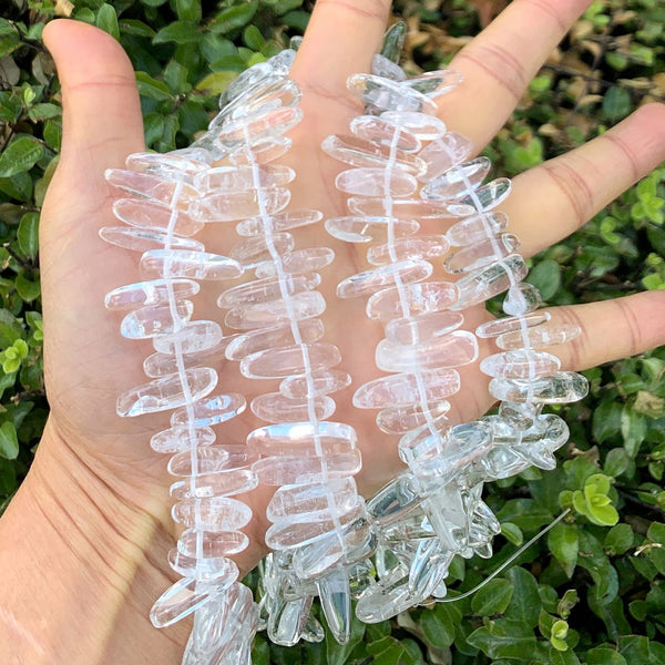 Natural White Quartz Clear Crystal Stick Point Beads, Irregular, 7mm-23mm Long, Hole ID 1mm 1 Strand/15 Inch, GZ5-17