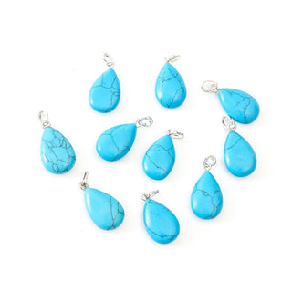 4pcs Natural Blue Howlite Imitation Turquoise Gemstone Pendants, 20x15mm Teardrop Stone Drops, G2P-T6