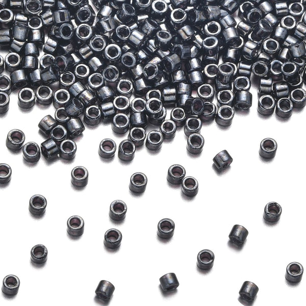 7.5g Miyuki Delica 11/0 Seed Beads, Opaque Metallic Gunmetal DB1
