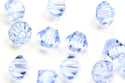 100pcs Preciosa Faceted Bicone Crystal Beads, Light Sapphire (Blue), Size Selections: 3mm/4mm/6mm