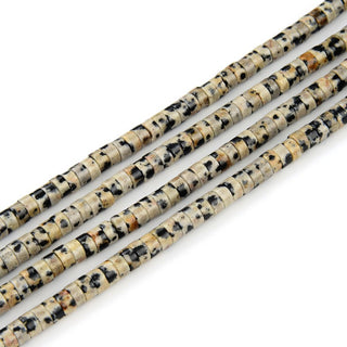 Natural Dalmatian Jasper Gemstone Heishi Tube Rondelle Beads, 4x2mm/Small, Hole ID 0.9mm, 14.5 Inch/1 Strand, GH-C7
