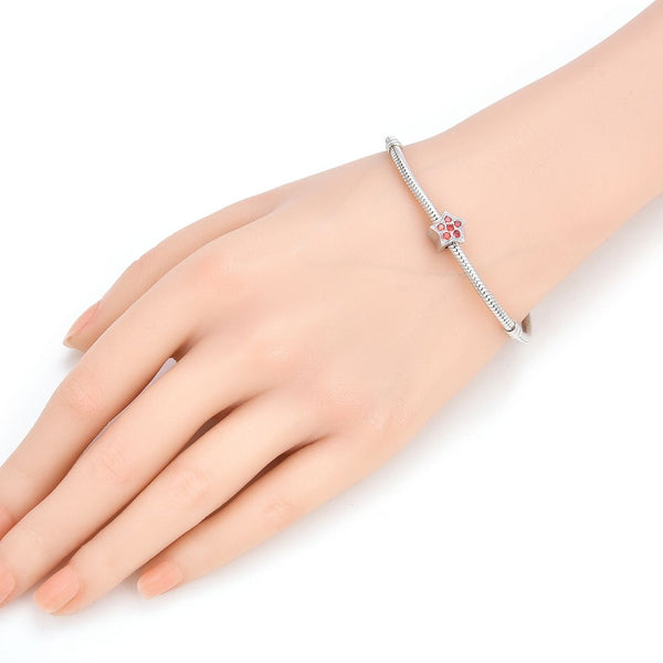 1pc 925 Sterling Silver Star Charm January Birthstone Bead Charm, Siam Red Garnet Cubic Zirconia CZ, 10x9.5mm, Hole ID 4.5mm, EC1-K1