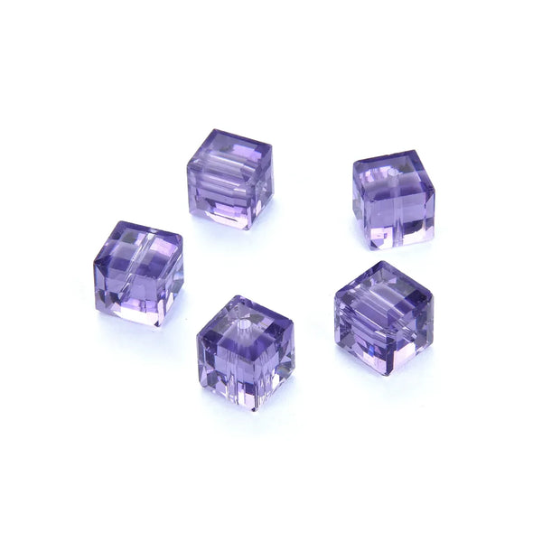 24pcs Adabele Austrian Faceted Cube Crystal Beads #5601, Tanzanite (Purple), Size Selections: 4mm/6mm/8mm