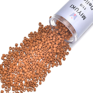 7.5g Miyuki Delica 11/0 Seed Beads, Opaque Matte Glazed Persimmon DB2287