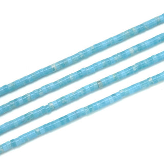 Lab Created Blue Larimar Gemstone Heishi Tube Rondelle Beads, 4x2mm/Small, Hole ID 0.9mm, 14.5 Inch/1 Strand, GH-C31