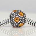1pc 925 Sterling Silver November Birthstone Bead Charm, Yellow Topaz Cubic Zirconia CZ, 10.3x9mm, Hole ID 4.5mm, EC1-M11
