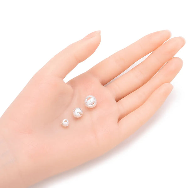100pcs Sparkle Filgree Stardust Round Beads, Sterling Silver Plated Brass, Size Selections: 6mm/8mm/10mm