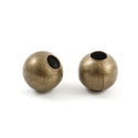100pcs Large Hole Round Beads, Antique Bronze Plated, Tarnish Resistant, Size Selections: 6mm/8mm/10mm