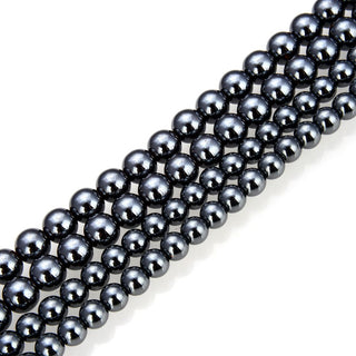 Grade A Natural Black Hematite Gemstone Round Beads, 15 Inch/1 Strand, Size Selections: 6mm/8mm/10mm