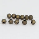 100pcs Corrugated Pumpkin Round Beads, Antique Bronze Plated, Tarnish Resistant, Size Selections: 6mm/8mm