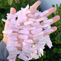 1 Strand Natural Raw Crystal Quartz Gemstone Beads, Medium Size Drilled Stone Points, Rose Pink AB Titanium Coated Gem Stick, 15 Inch, GA-D8