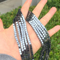 Grade A Natural Black Hematite Gemstone Cube Beads, 2 strands/190pcs Beads, 4mm/Small Tiny, Hole ID 1mm, GFC-K1
