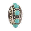 Real 925 Sterling Silver Flower Blue Turquoise Gemstone Bead Charm
