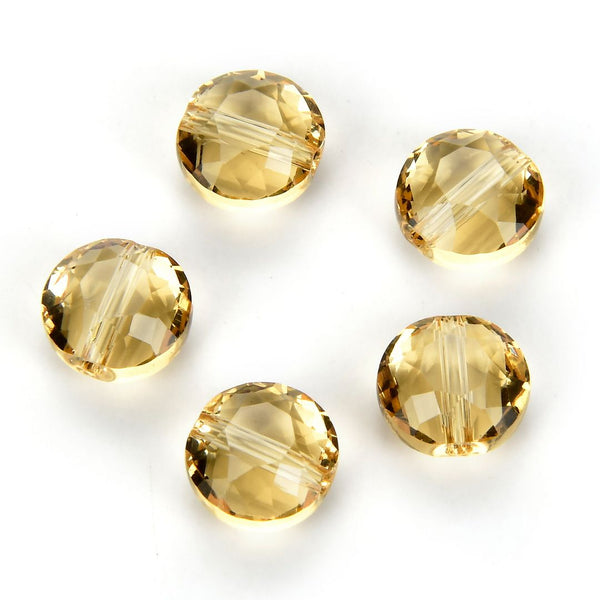 25pcs Adabele Austrian Faceted Flat Round Coin Crystal Beads #5052, Golden Yellow Champagne, 8mm, Hole ID 1mm, SSMR828
