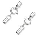 5pcs 925 Sterling Silver Tube Cord End Cap Clasps, Tarnish Resistant Rhodium Plated, Glue In Cord End, 17.8mm, Hole ID 2mm, SS148-2