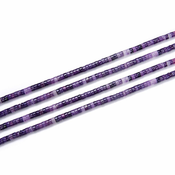 Natural Purple Mica Phosphosiderite Gemstone Heishi Tube Rondelle Beads, 4x2mm/Small, Hole ID 0.9mm, 14.5 Inch/1 Strand, GH-C15