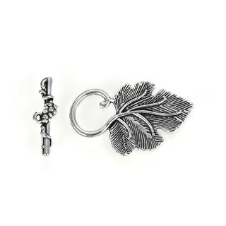 Adabele 20 Sets Grape Vine Toggle Clasp, T-Bar Jewelry Closure, 37mm (1.46 Inch), Antique Silver, MC-AF15