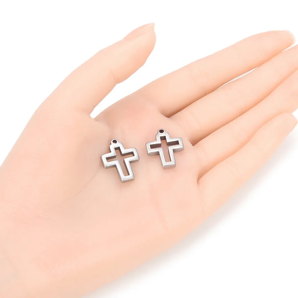 10pcs 304 Stainless Steel Cross Open Back Bezel Settings (20mm/33mm)