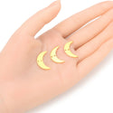 10pcs 21mm 2-Hole Moon Links, Tarnish Resistant, 18K Yellow Gold Plated Brass, BFW-C10