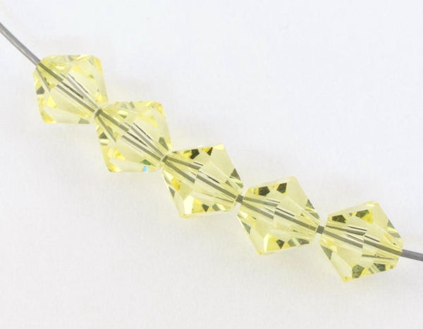 50pcs Preciosa 6mm Faceted Bicone Crystal Beads, Jonquil Yellow, 6mm, Hole ID 1mm, Pre-B609