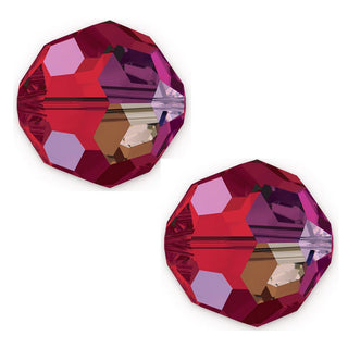 25pcs Adabele Austrian Faceted Round Crystal Beads #5000, Siam Red AB, Size Selections: 6mm/8mm