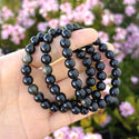 1 Strand Stretch Natural Gold Sheen Obsidian Beaded Gemstone Bracelet, 8mm Bead, Length Selections: 7 inch/7.5 inch/8 inch/8.5 inch