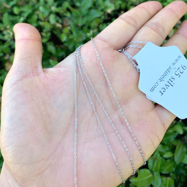 1pc 925 Sterling Silver Diamond Cut Flat Cable Link Chain Necklace, Tarnish Resistant Rhodiu     m Plated, 1.3mm, Small, Length Selections: 18 inch/20 inch/22 inch